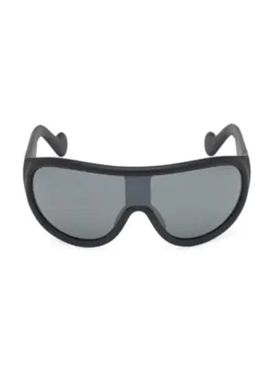 Shop Moncler Men's 135mm Injected Shield Sunglasses In Black