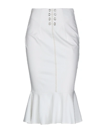 Shop Pinko Woman Midi Skirt White Size 8 Viscose, Polyamide, Elastane
