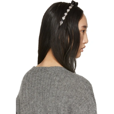 Shop Miu Miu Silver And Black Crystal Bow Headband In F0002 Black
