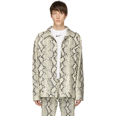 Shop Alyx 1017  9sm Grey And Off-white Leather Cage Jacket In 002 Gray