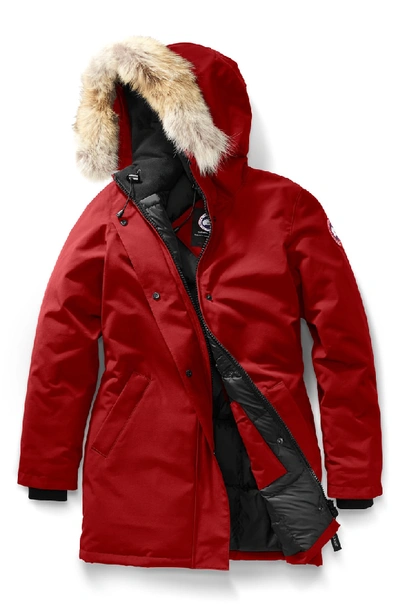 Shop Canada Goose Victoria Down Parka With Genuine Coyote Fur Trim In Redwood