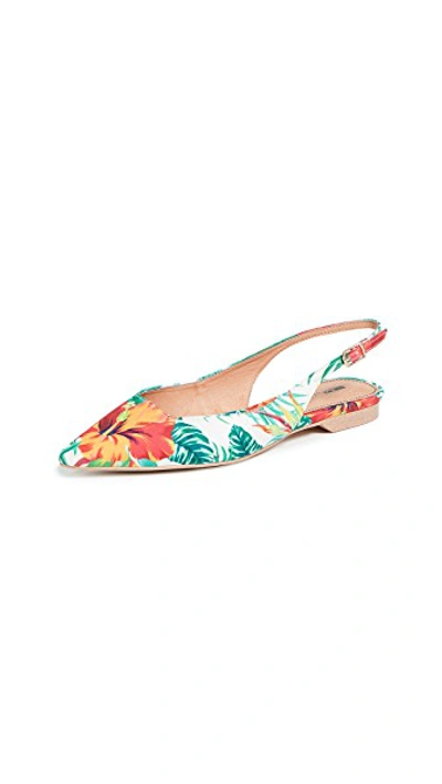 Shop Matiko Lori Point Toe Slingback Flats In Hawaiian Print