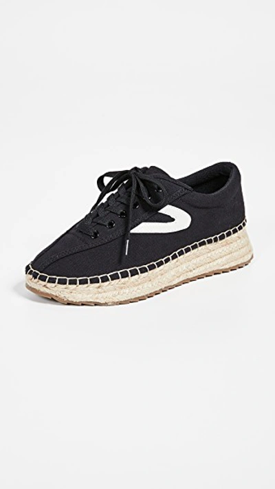 Shop Tretorn Nave Lace Up Espadrilles In Black/white