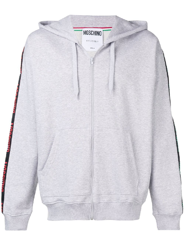 moschino tape hoodie grey