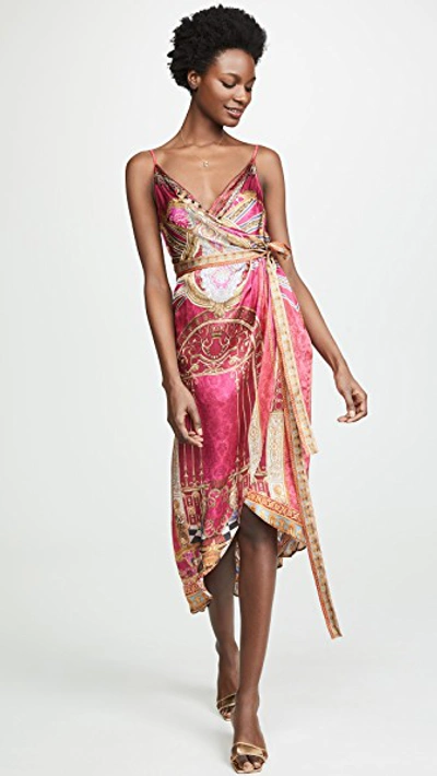 Camilla Asymmetrical Wrap Dress With Straps In Lounge Hour