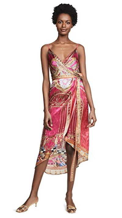 Camilla Asymmetrical Wrap Dress With Straps In Lounge Hour