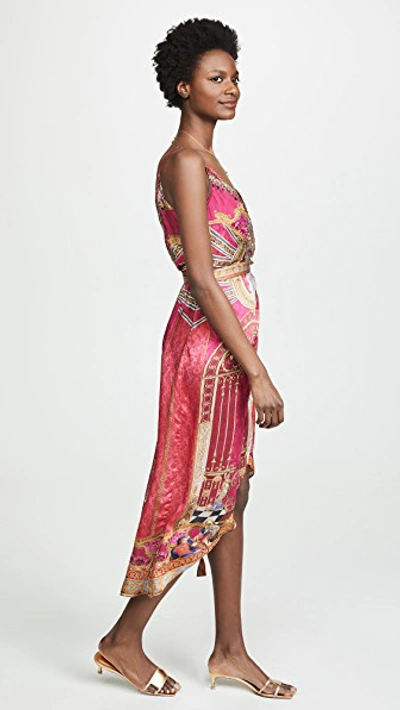 Camilla Asymmetrical Wrap Dress With Straps In Lounge Hour