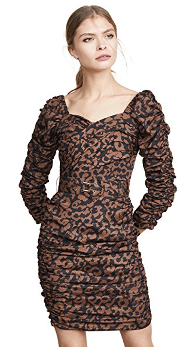 Shop Nicholas Gathered Dress In Leopard