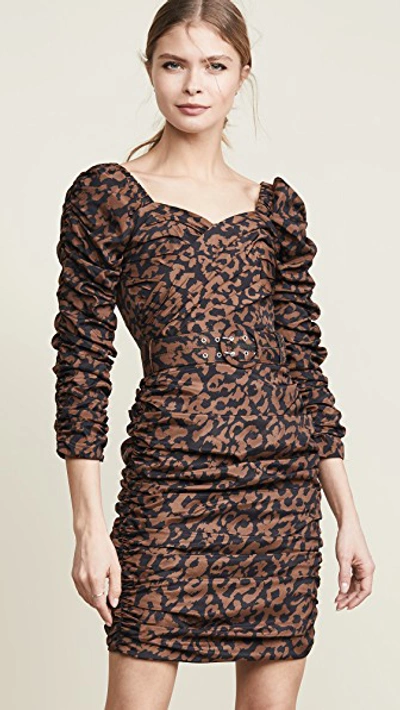 Shop Nicholas Gathered Dress In Leopard