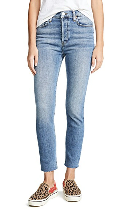 Shop Re/done High Rise Ankle Jeans In Light 22