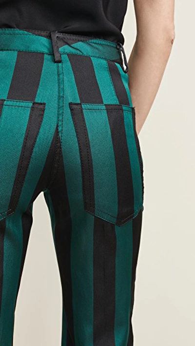 Shop N°21 Stripe Cropped Flare Pants In Black/green