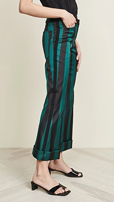 Shop N°21 Stripe Cropped Flare Pants In Black/green