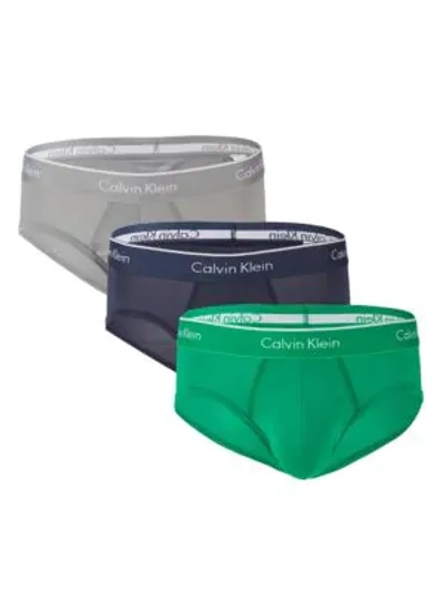 Shop Calvin Klein 3-pack Hip Briefs In Mint