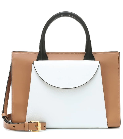 Shop Marni Law Leather Tote In Brown