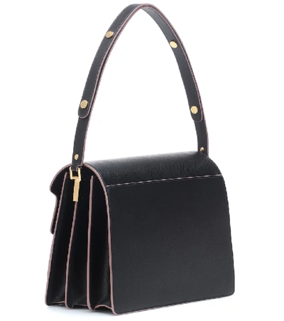 Shop Marni Trunk Leather Shoulder Bag In Black