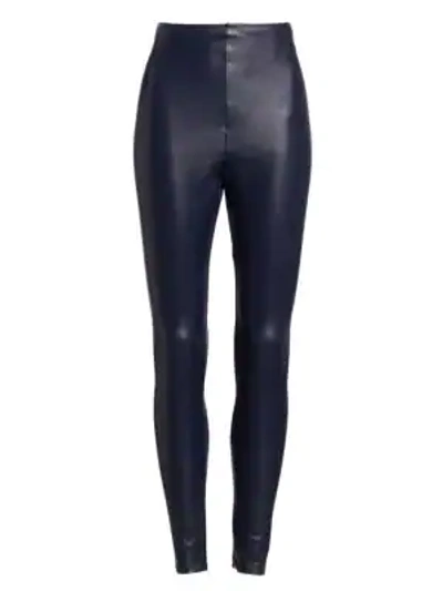 Shop Commando Perfect Faux-leather Leggings In Navy