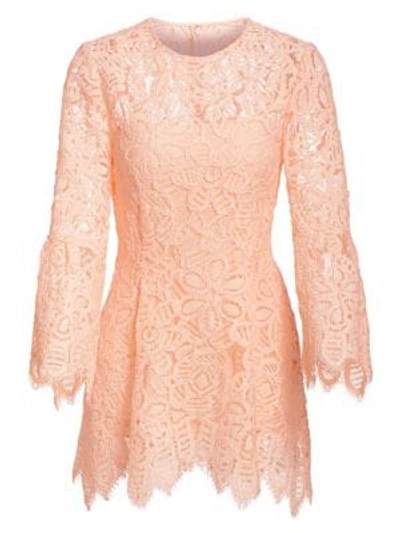 Shop Lela Rose Bell Sleeve Corded Lace Blouse In Blush
