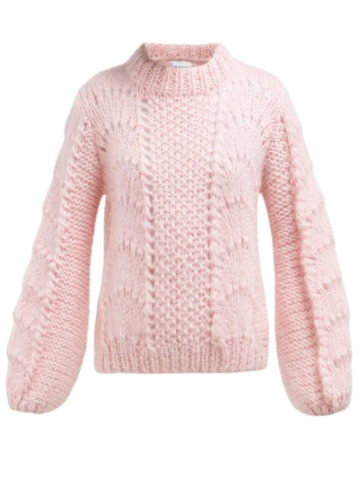 Ganni Julliard Mohair And Wool blend Sweater In Pink ModeSens