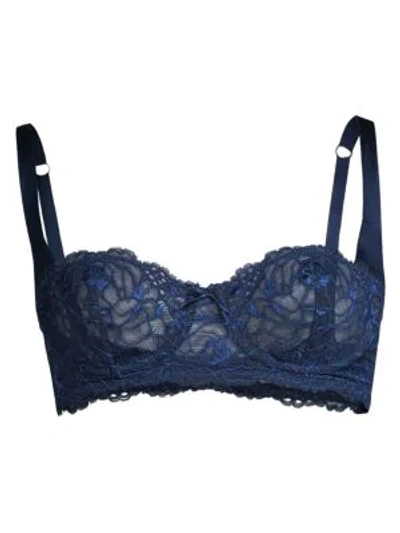 Shop Fleur Du Mal Chateau Lace Balconette Bra In Spring Indigo