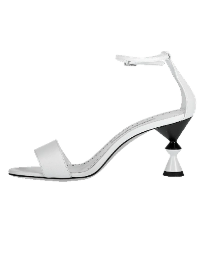 Shop Manolo Blahnik Hour Glass Heel Leda Sandal In White