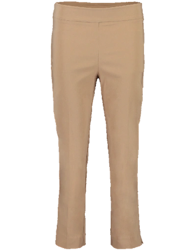 Shop Avenue Montaigne Brigitte Straight Leg Side Slit Pant In Camel