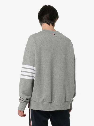 Shop Thom Browne Sweatshirt Mit Gestreiftem Ärmel In Grey