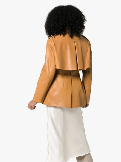 Shop Khaite Billy Short Leather Trench Coat In Brown