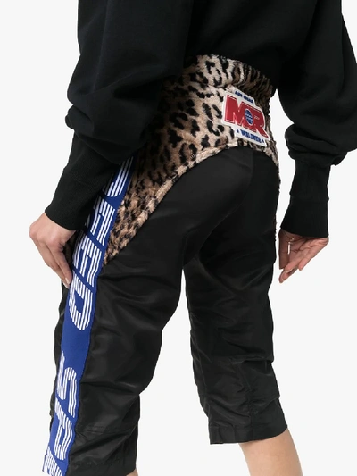 Shop Martine Rose Leopard-patch Motocross Shorts In Black