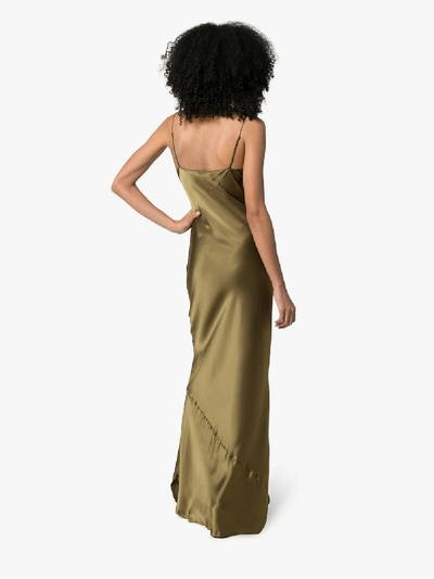 Shop Nili Lotan Silk-satin Slip Dress In Olive