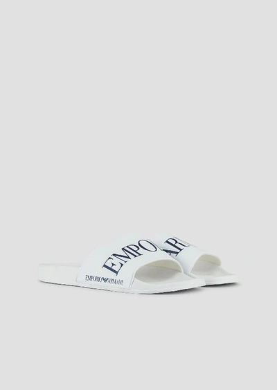 Shop Emporio Armani Slides - Item 11678917 In White