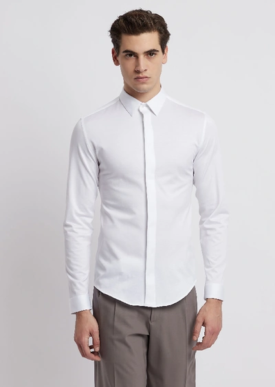 Shop Emporio Armani Classic Shirts - Item 38823335 In Silk White