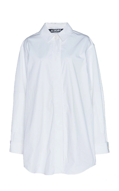 Shop Jacquemus Oversized Collared Blouse In White