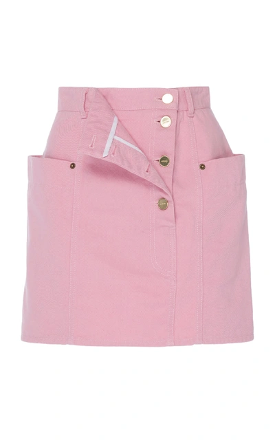 Shop Jacquemus Double-layer Button-front Mini Skirt In Pink