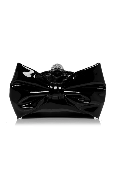 Shop Alessandra Rich Large Patent Leather Bow Bag In Black