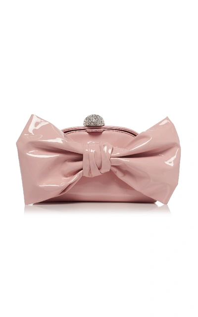 Shop Alessandra Rich Large Patent Leather Bow Bag In Pink