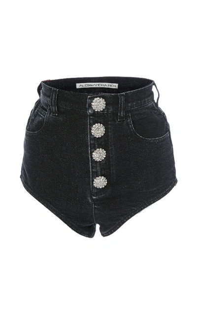 Shop Alessandra Rich Denim Hot Pants In Black