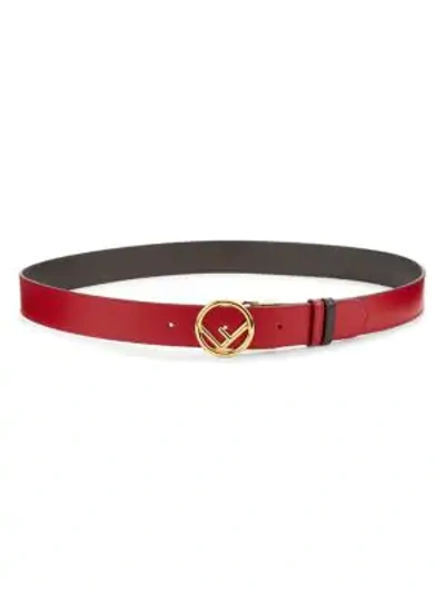 Shop Fendi Vitello Liberto Bicolor Reversible Leather Belt In Strawberry
