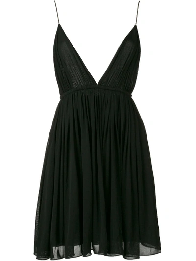 Shop Saint Laurent Pleated Mini Dress - Black
