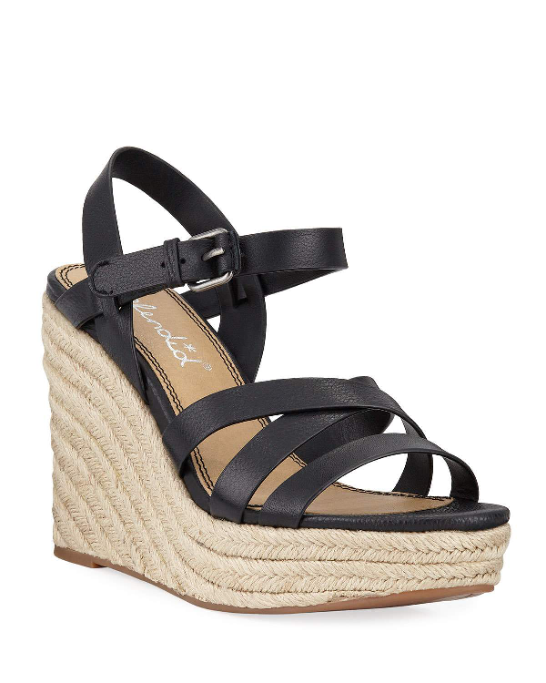 Splendid Women's Billie Leather Platform Wedge Espadrille Sandals In