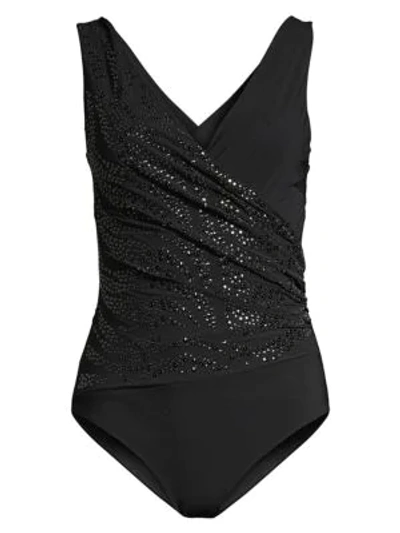 Shop Chiara Boni La Petite Robe Nastya Pailettes One-piece Swimsuit In Black