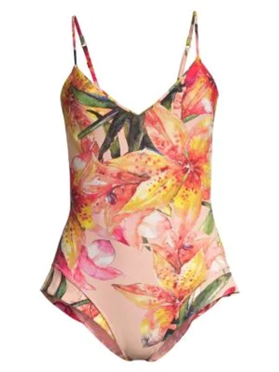 Shop Chiara Boni La Petite Robe Archita Print One-piece Swimsuit In Tiger Lily