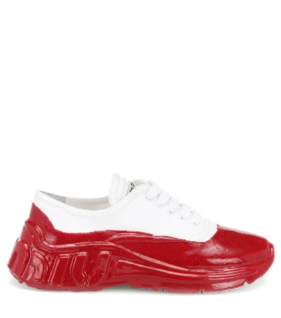 Shop Miu Miu Painted Canvas Sneakers In Red