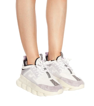 Shop Versace Chain Reaction Sneakers In White