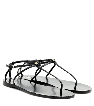 Shop Valentino Nude Leather Sandals In Black