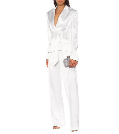 Shop Alexandre Vauthier Satin Blazer In White