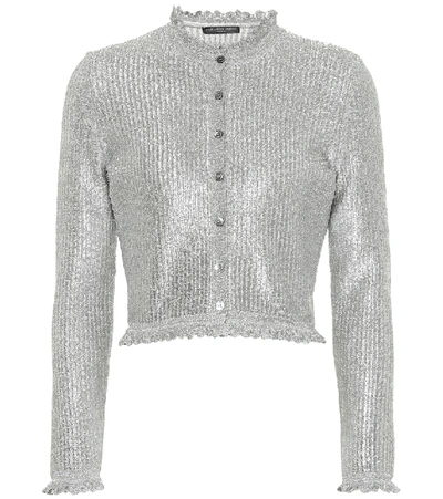 Shop Alexander Mcqueen Metallic Knit Cardigan In Silver