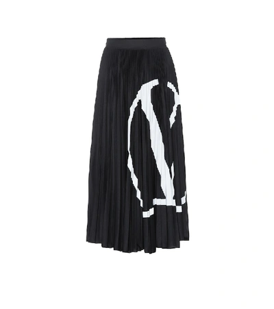 Shop Valentino Vlogo Jersey Midi Skirt In Black