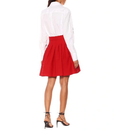 Shop Valentino Pleated Wool And Silk Miniskirt In Red