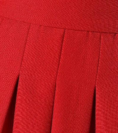 Shop Valentino Pleated Wool And Silk Miniskirt In Red