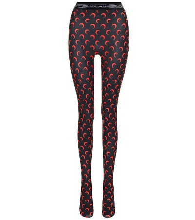 Shop Marine Serre Printed Tights In Black